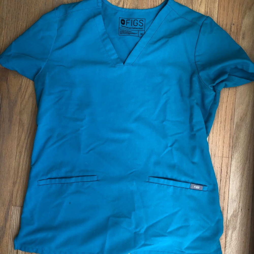 FIGS Teal Casma Three-Pocket Scrub Top (XS)